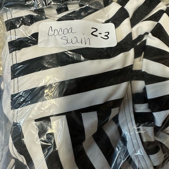 COCOSHIP striped black-white halter tie one piece contemporary swimsuit. 3XL - Picture 9 of 9